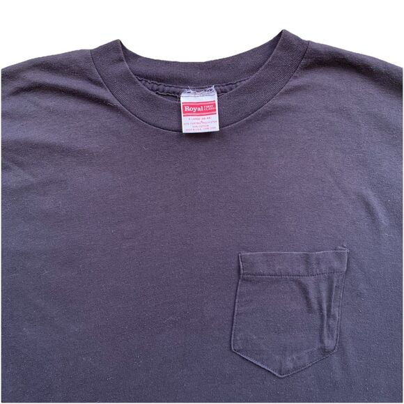 Vintage Black Pocket T Shirt Extra Large 80s 90s Made in USA XL - Picture 1 of 6